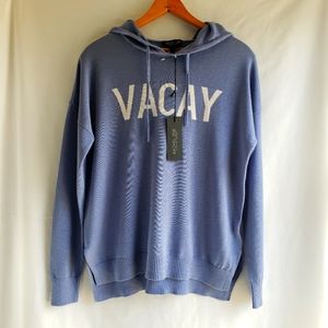 Rachel Zoe VACAY Long Sleeve Cashmere Blend Hooded Sweater Sz:Sm Periwinkle(NWT)